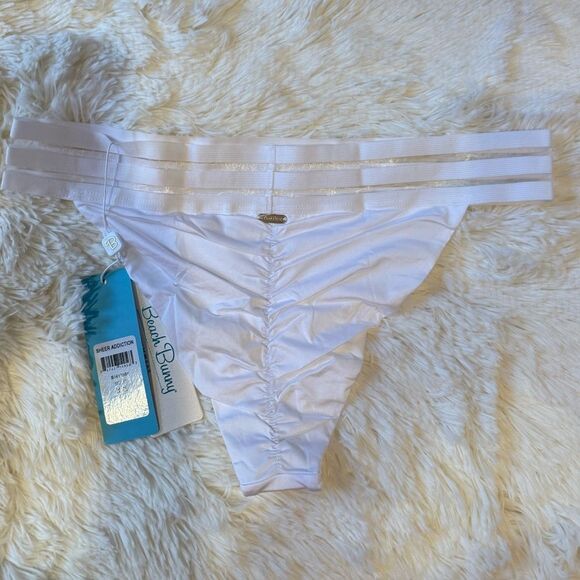 Beach Bunny Sheer Addiction White Bikini Bottom with Strappy Sides - Picture 3 of 5